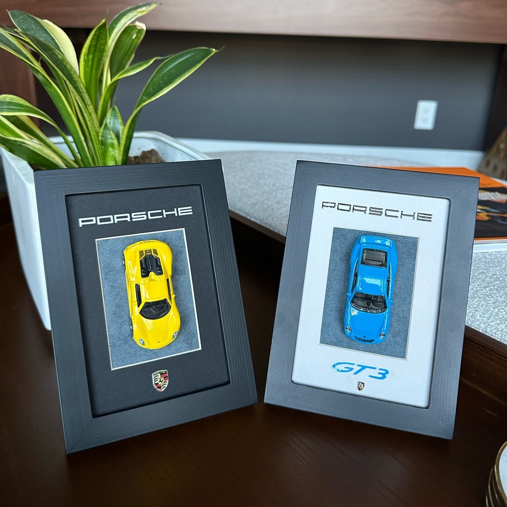 Porsche Design Yellow and Blue Car Art